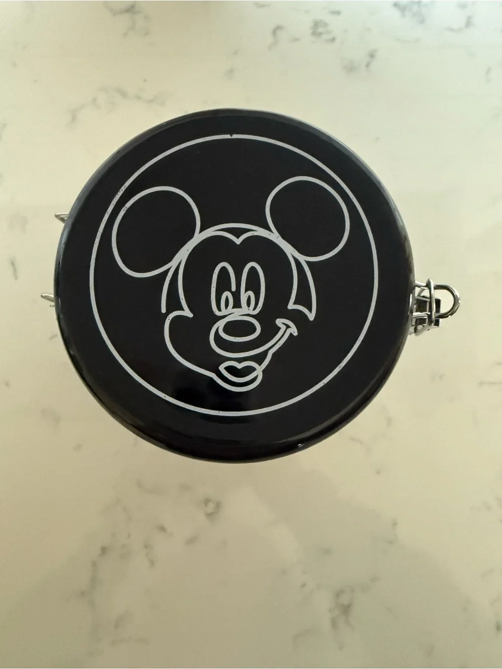 Brand New Disney Mickey Mouse Black Hinge Jar - Linear Style, 2 Cup Capacity
